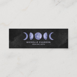 Purple Watercolor Moon Phases Bohemian Mini Business Card