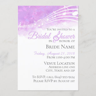 Purple Watercolor Musical Bridal Shower Invitation