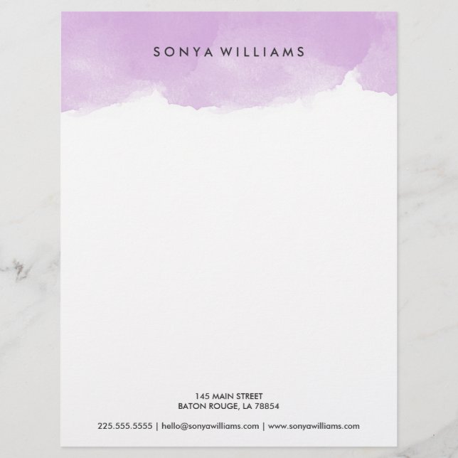 Purple Watercolor Office Letterhead (Front)