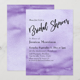 Purple Watercolor Ombre Bridal Shower Invitation
