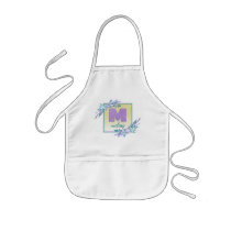 Purple Watercolor Ombre Mermaid Scales Monogram Kids' Apron