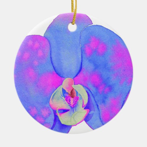 Purple watercolor Orchid painting Ceramic Ornament