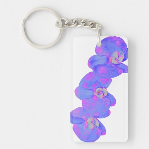 Purple watercolor Orchid painting Keychain