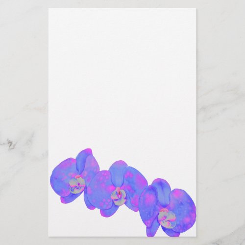 Purple  watercolor Orchid painting Stationery