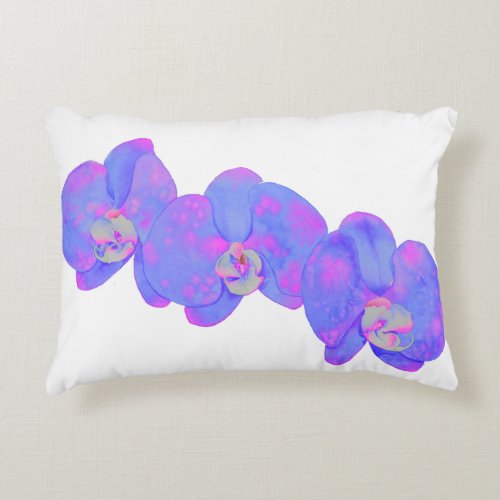 Purple watercolor Orchid painting tropical flower Accent Pillow