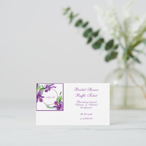 Purple Watercolor Orchids Bridal Raffle Enclosure Card