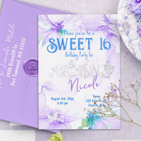 Purple Watercolor Orchids Sweet 16