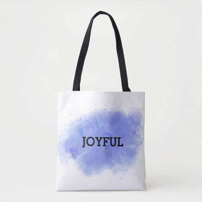 Purple Watercolor Paint Splatter Joyful Tote Bag (Front)