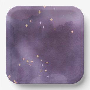 Purple watercolor paper plates