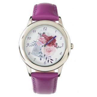 Purple Watercolor Peonies Art Watch