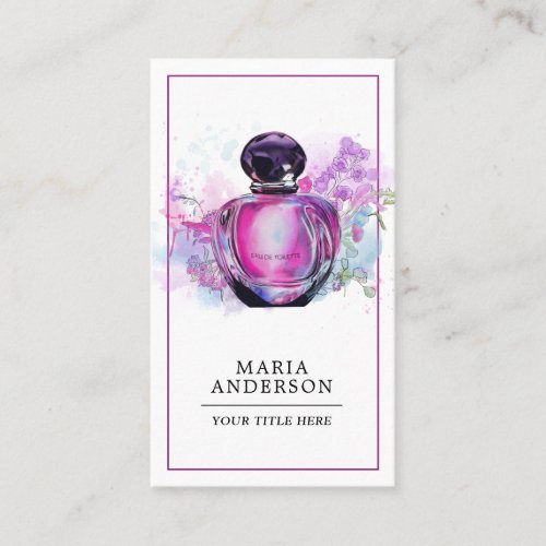 Purple Watercolor Perfume Bottle Business Card