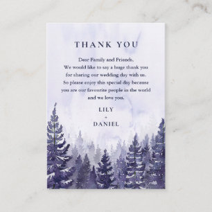 Purple Watercolor Pine Forest Wedding Thank You Place Card