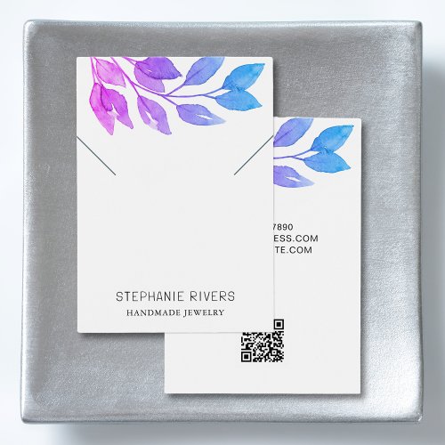 Purple Watercolor QR Code Necklace Display Card