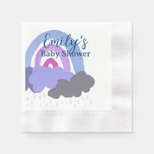 Purple Watercolor Rainbow Baby Shower Napkins