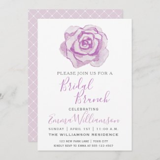 Purple Watercolor Rose | Bridal Brunch Invitation