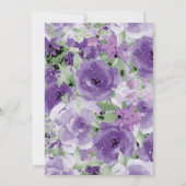 Purple Watercolor Rose, Bridal Shower Invitations (Back)