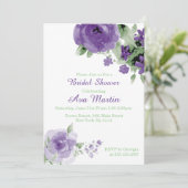 Purple Watercolor Rose, Bridal Shower Invitations (Standing Front)