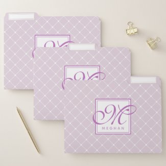 Purple Watercolor Rose & Trellis - Monogram