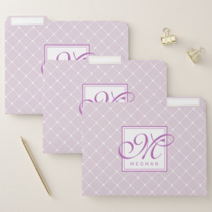 Purple Watercolor Rose & Trellis - Monogram File Folder