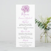 Purple Watercolor Rose | Wedding Menu (Standing Front)