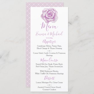 Purple Watercolor Rose | Wedding Menu