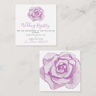 Purple Watercolor Rose | Wedding Registry Insert