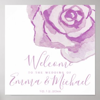 Purple Watercolor Rose | Wedding Welcome