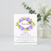 Purple Watercolor Roses Arrangement Bridal Shower Invitation Postcard (Standing Front)
