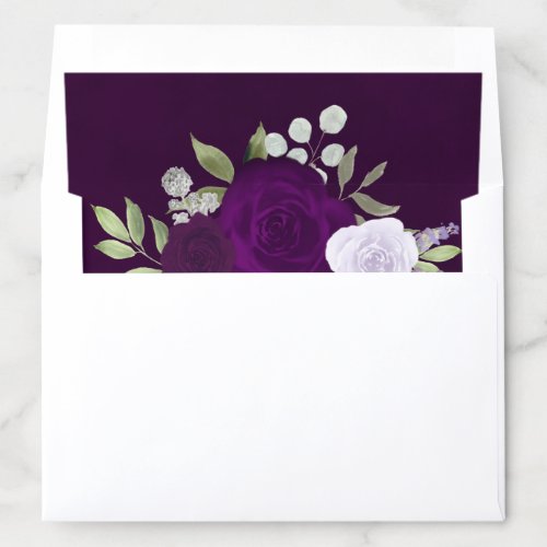 Purple Watercolor Roses Elegant Boho Chic Wedding  Envelope Liner