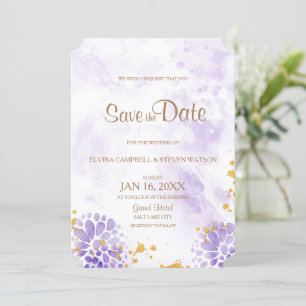 Purple Watercolor Save the Date Card