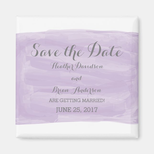 Purple Watercolor Save the Date Magnet (Front)