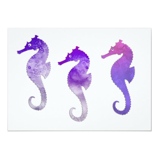 Purple Watercolor Seahorses Card