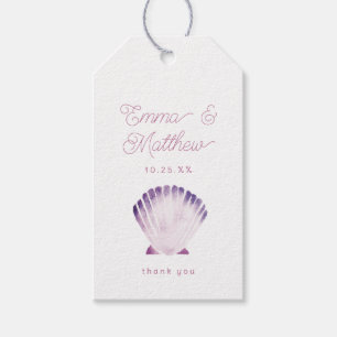 Purple Watercolor Shell Thank You Gift Tags
