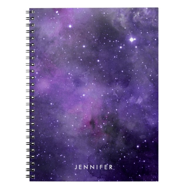 Purple Watercolor Space Galaxy Notebook (Front)