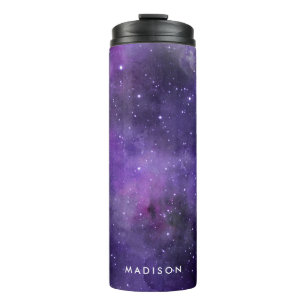Purple Watercolor Space Galaxy Personalized Thermal Tumbler
