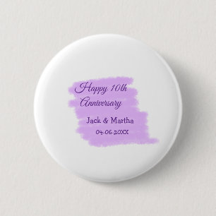 Purple watercolor splash modern 10th anniversary button