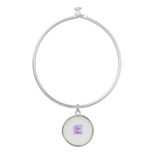 Purple watercolor splashes add text here custom pe bangle bracelet