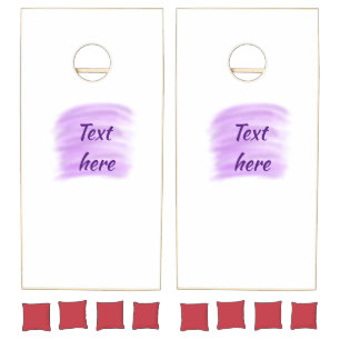 Purple watercolor splashes add text here custom pe cornhole set