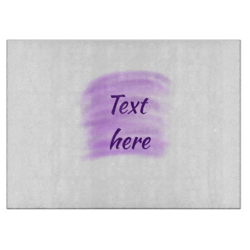 Purple watercolor splashes add text here custom pe cutting board
