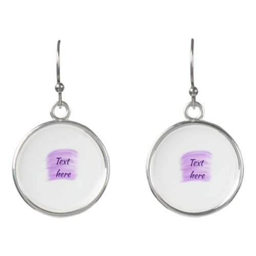 Purple watercolor splashes add text here custom pe earrings