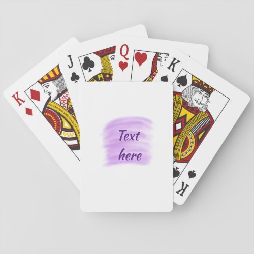Purple watercolor splashes add text here custom pe playing cards