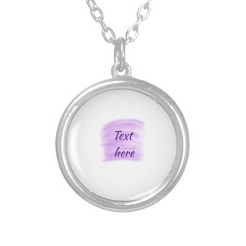 Purple watercolor splashes add text here custom pe silver plated necklace
