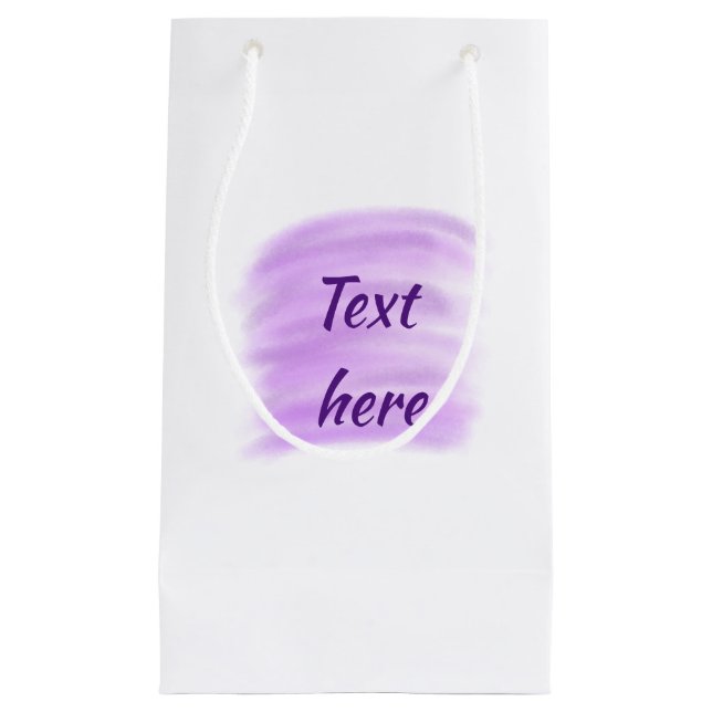 Purple watercolor splashes add text here custom pe small gift bag (Front)