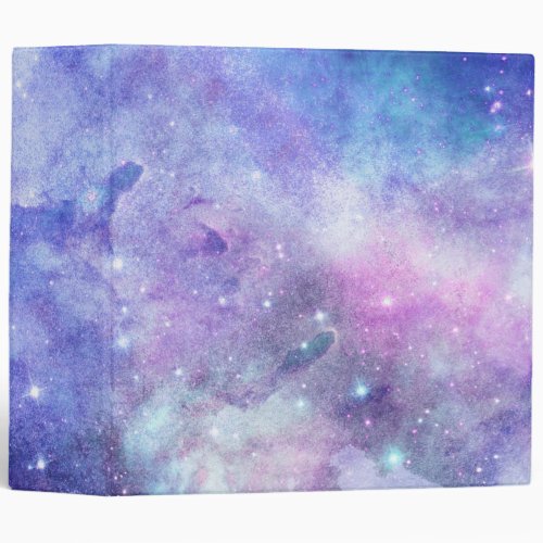 Purple Watercolor Starry Sky Space Lover Galaxy 3 Ring Binder