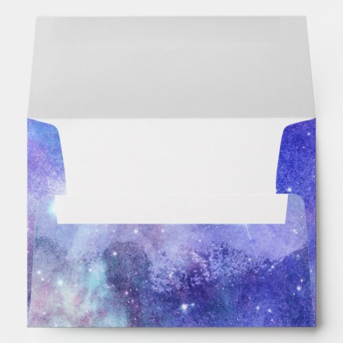 Purple Watercolor Starry Sky Space Lover Galaxy Envelope