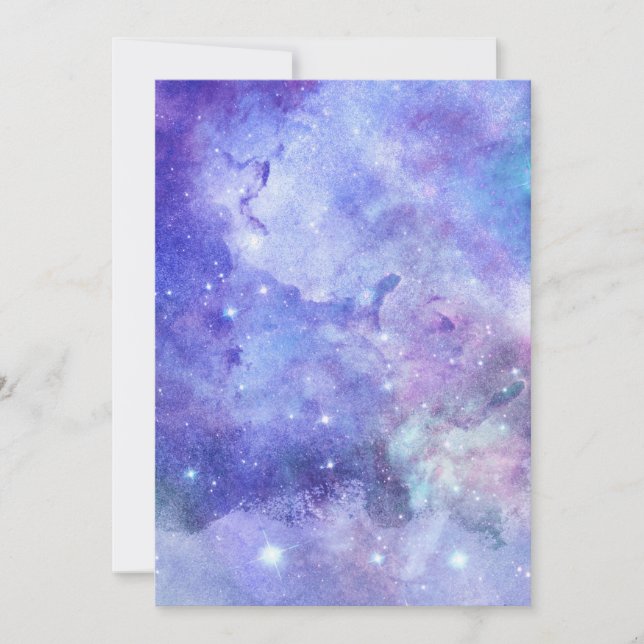 Purple Watercolor Starry Sky Space Lover Galaxy Invitation (Front)