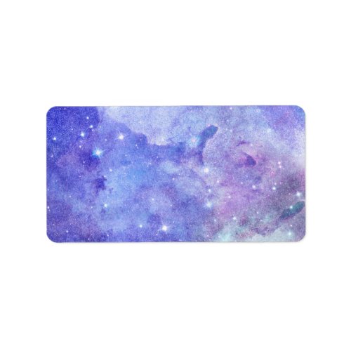 Purple Watercolor Starry Sky Space Lover Galaxy Label