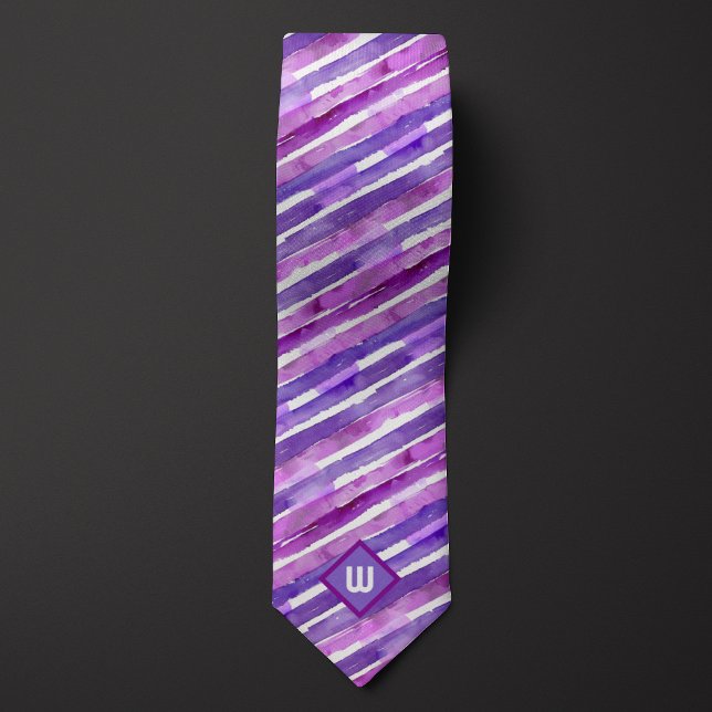 Purple Watercolor Striped Neck Tie (Creator Uploaded)