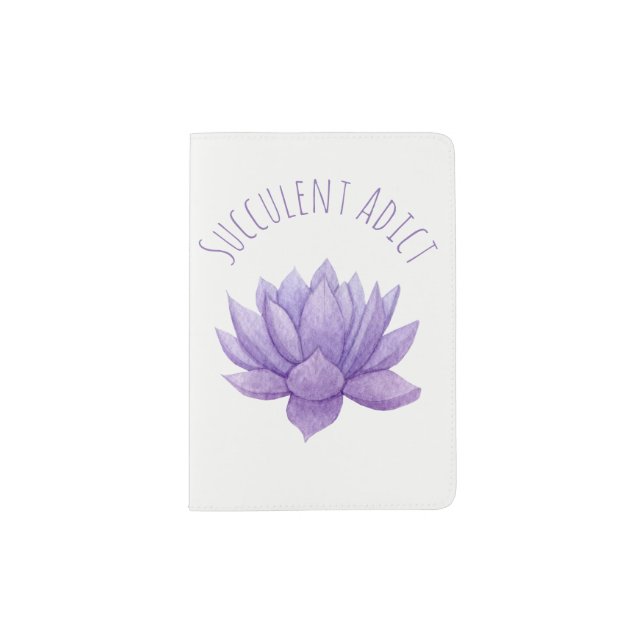 Purple Watercolor Succulent Passport Holder (Front)