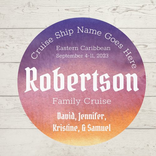 Purple Watercolor Sunset Cruise Decor Door Marker Car Magnet